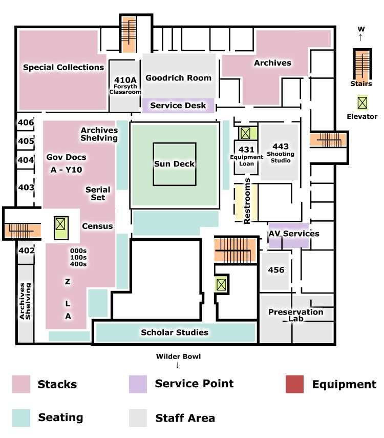 Oberlin College Library 4th Floor Map
