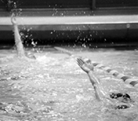 Swimmers turning.